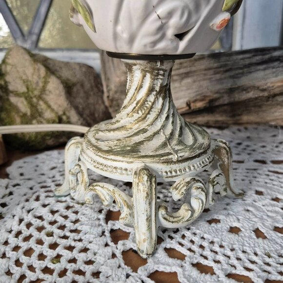 Vintage LEVITON Cream Porcelain & Brass 24" Lamp - Picture 7 of 16